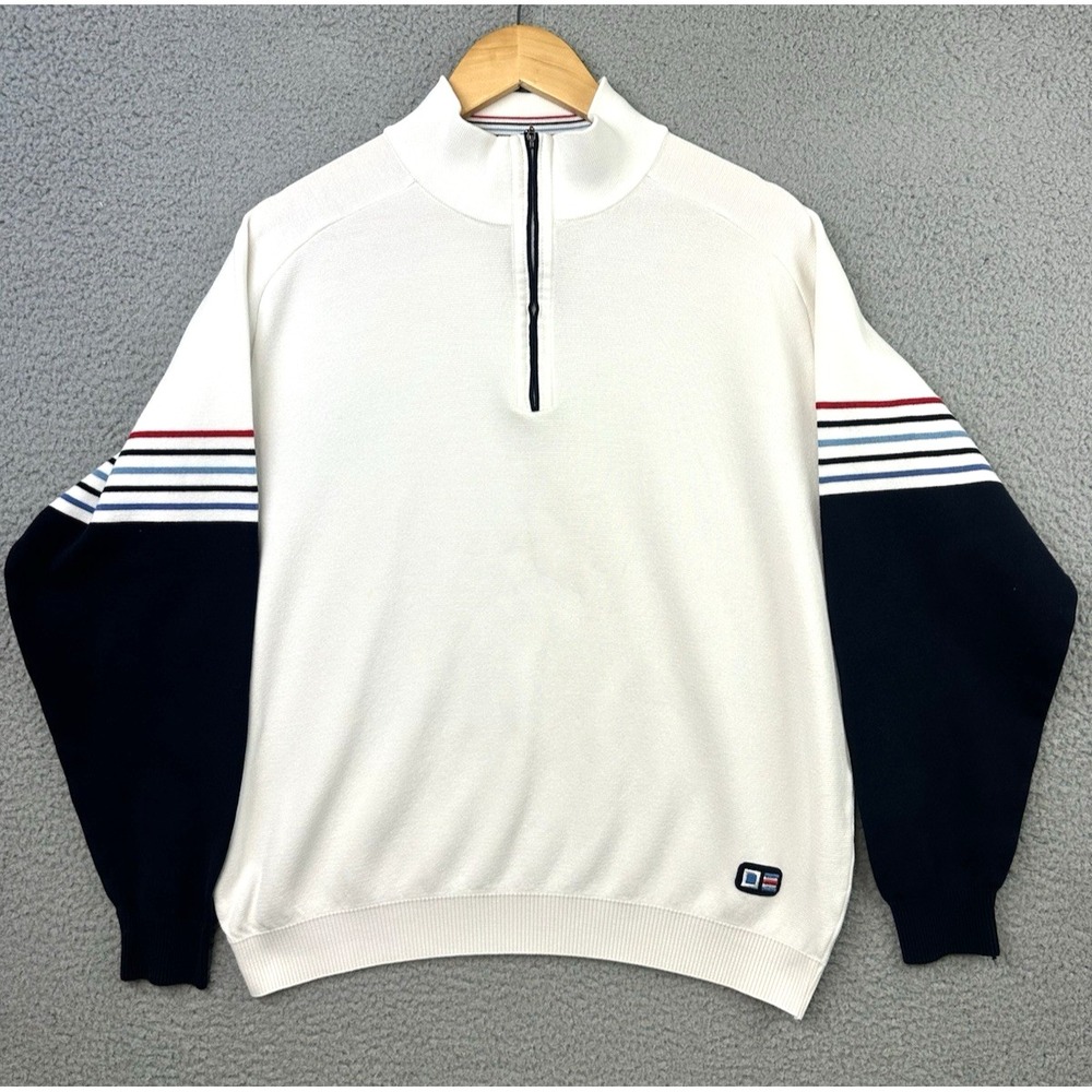 VTG St. Croix Regatta 1/4 Zip Pullover Sweater Men Large White Made in USA